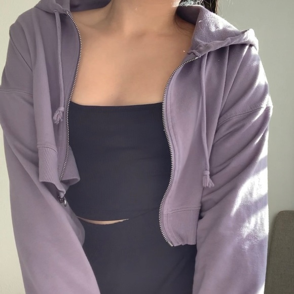 purple oversized crop hoodie - Picture 7 of 8